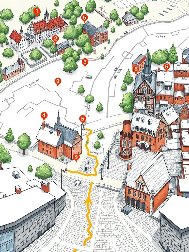 A map highlighting the historical sites and walking tours offered by TBDP, emphasizing the exploration and discovery aspect of their programs.